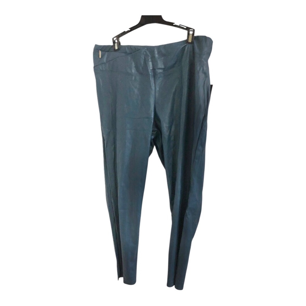 Tahari Sports plus size teal green faux‎ leather leggings pants size 2X new